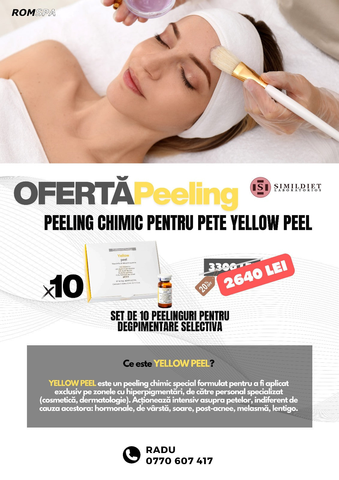 Peeling chimic pentru pete Yellow Peel set 10 bucati Simildiet Laboratorios
