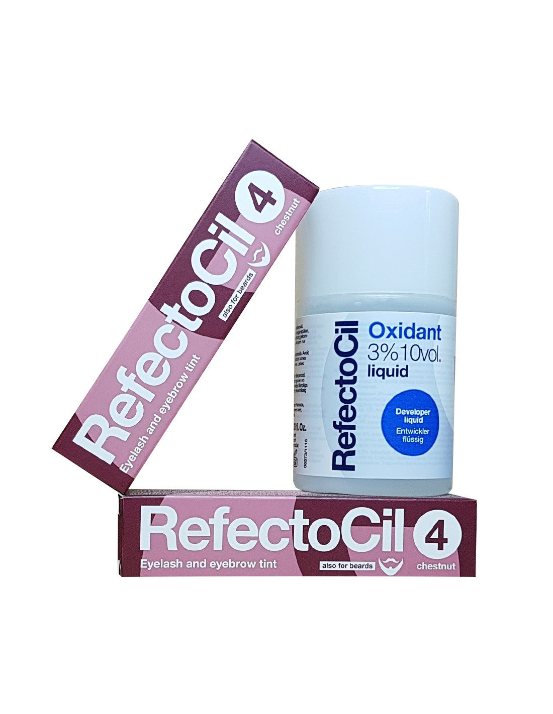 Kit vopsea sprancene si gene cu oxidant + 2 buc castaniu - Refectocil